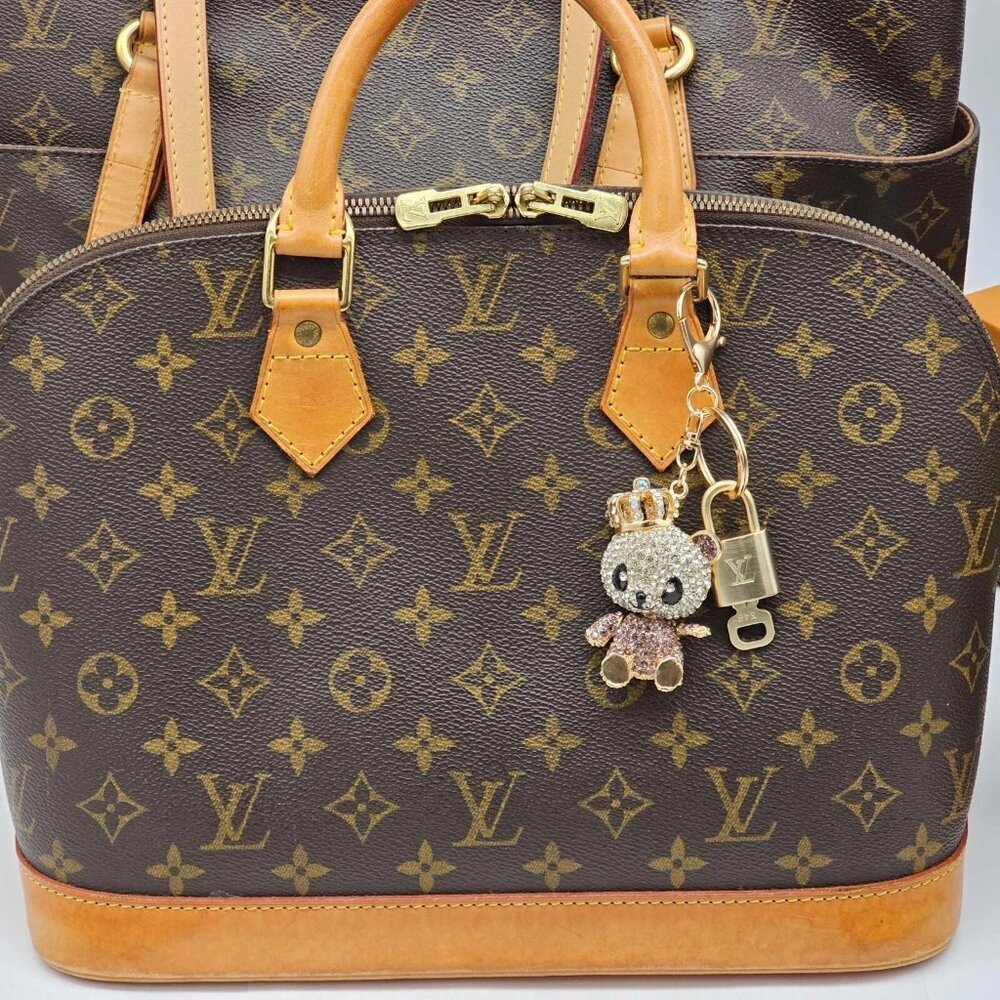 Authentic Louis Vuitton Gold Padlock & Key 🔒 LV Bag Charm w/ Unbranded Keychai - Picture 2 of 7